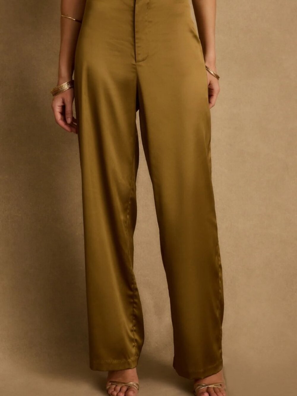 Olina Olive Satin Trousers